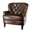 Chocolate Brown Leather Tufted Swivel Chairs (Photo 4 of 25)