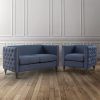 3Pc Polyfiber Sectional Sofas With Nail Head Trim Blue/Gray (Photo 11 of 15)