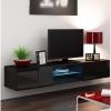 Modern Black Floor Glass Tv Stands With Mount (Photo 15 of 15)