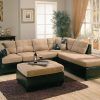 Bonded Leather All in One Sectional Sofas With Ottoman and 2 Pillows Brown (Photo 8 of 15)