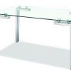 Parsons Clear Glass Top & Dark Steel Base 48X16 Console Tables (Photo 25 of 25)