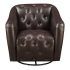 Chocolate Brown Leather Tufted Swivel Chairs