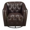 Chocolate Brown Leather Tufted Swivel Chairs (Photo 1 of 25)