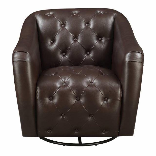 2024 Best of Chocolate Brown Leather Tufted Swivel Chairs