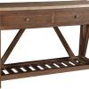Parsons Travertine Top & Elm Base 48X16 Console Tables (Photo 11 of 25)
