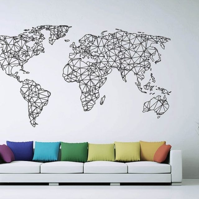 The 25 Best Collection of Vinyl Wall Art World Map