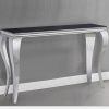 Parsons Clear Glass Top & Dark Steel Base 48X16 Console Tables (Photo 21 of 25)