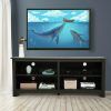Zimtown Modern Tv Stands High Gloss Media Console Cabinet With Led Shelf and Drawers (Photo 4 of 15)