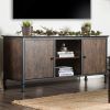Gunmetal Perforated Brass Media Console Tables (Photo 15 of 16)