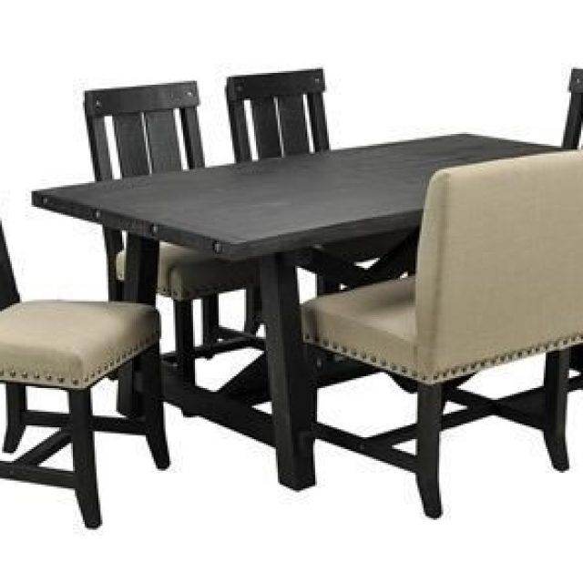 The Best Jaxon 7 Piece Rectangle Dining Sets with Upholstered Chairs