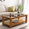Wood Tempered Glass Top Coffee Tables (Photo 5 of 15)