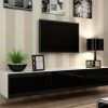 Rfiver Black Tabletop Tv Stands Glass Base (Photo 7 of 15)
