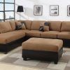 Bonded Leather All in One Sectional Sofas With Ottoman and 2 Pillows Brown (Photo 3 of 15)