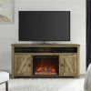 Modern Farmhouse Fireplace Credenza Tv Stands Rustic Gray Finish (Photo 13 of 15)