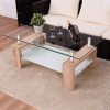 Wood Tempered Glass Top Coffee Tables (Photo 11 of 15)