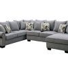 2Pc Polyfiber Sectional Sofas With Nailhead Trims Gray (Photo 9 of 15)