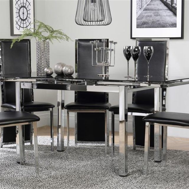 25 Best Black Glass Extending Dining Tables 6 Chairs