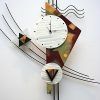 Abstract Metal Wall Art With Clock (Photo 2 of 15)