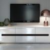 White Gloss Tv Unit Cabinet With Glass Shelf And Led Light 120Cm pertaining to 2018 White High Gloss Tv Stands (Photo 7113 of 7825)