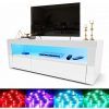 Zimtown Modern Tv Stands High Gloss Media Console Cabinet With Led Shelf and Drawers (Photo 15 of 15)
