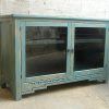 Oak Tv Stand With Glass Doors. Un Varnish Teak Wood Media Cabinet with regard to Most Recent Tv Cabinets With Glass Doors (Photo 4007 of 7825)
