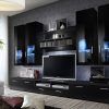 Unico Contemporary Wall Storage System In White With Floral Details throughout Best and Newest Black Gloss Tv Wall Unit (Photo 3610 of 7825)