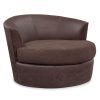 Chocolate Brown Leather Tufted Swivel Chairs (Photo 9 of 25)