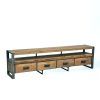 Oak & Brass Stacking Media Console Tables (Photo 2 of 25)
