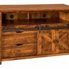 Tv Stands With Sliding Barn Door Console in Rustic Oak (Photo 6 of 15)