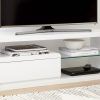 Contemporary White Tv Stand With Glass Shelves (Photo 7118 of 7825)
