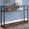 Oak & Brass Stacking Media Console Tables (Photo 20 of 25)