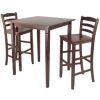 Winsome 3-Piece Kitchen Island Table With 2 V-Back Stool Brown in Winsome 3 Piece Counter Height Dining Sets (Photo 7720 of 7825)