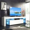 Zimtown Modern Tv Stands High Gloss Media Console Cabinet With Led Shelf and Drawers (Photo 1 of 15)