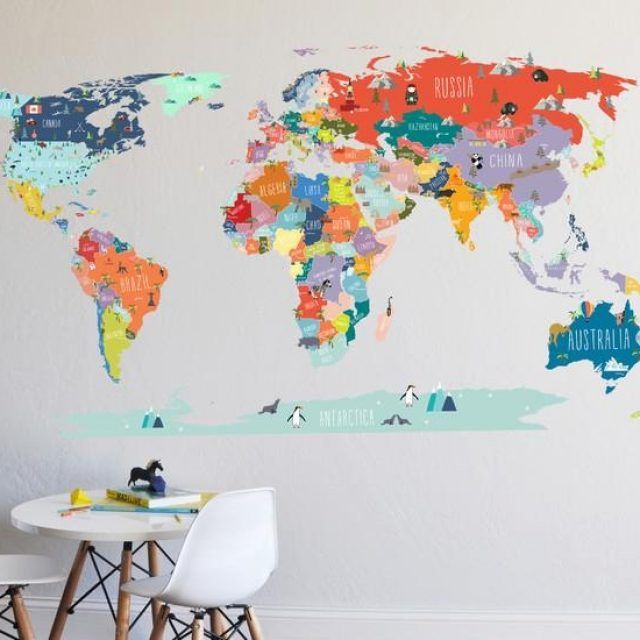 The 20 Best Collection of World Map Wall Art for Kids